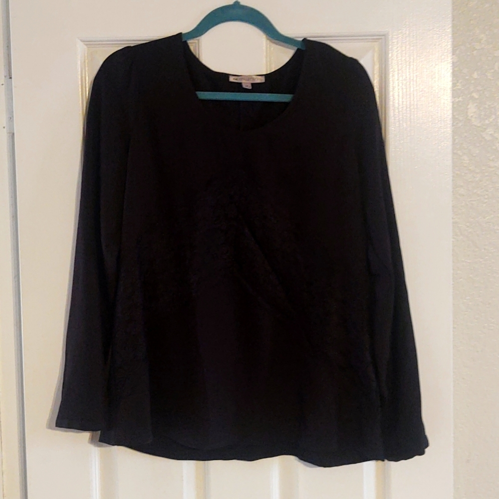 NWOT black, lace accent blouse